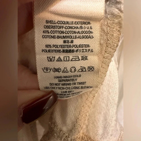 Free People distressed faded cream/tan long sleeve tee shirt - Picture 8 of 9